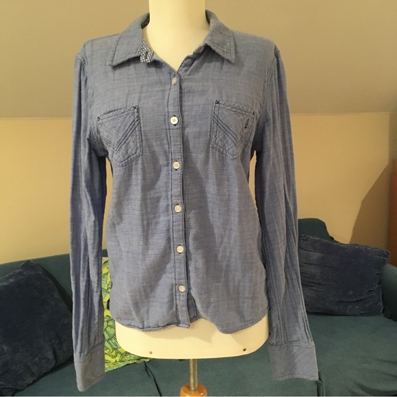 Volcom Blue Denim Cotton long sleeve button up Shirt - Picture 12 of 12